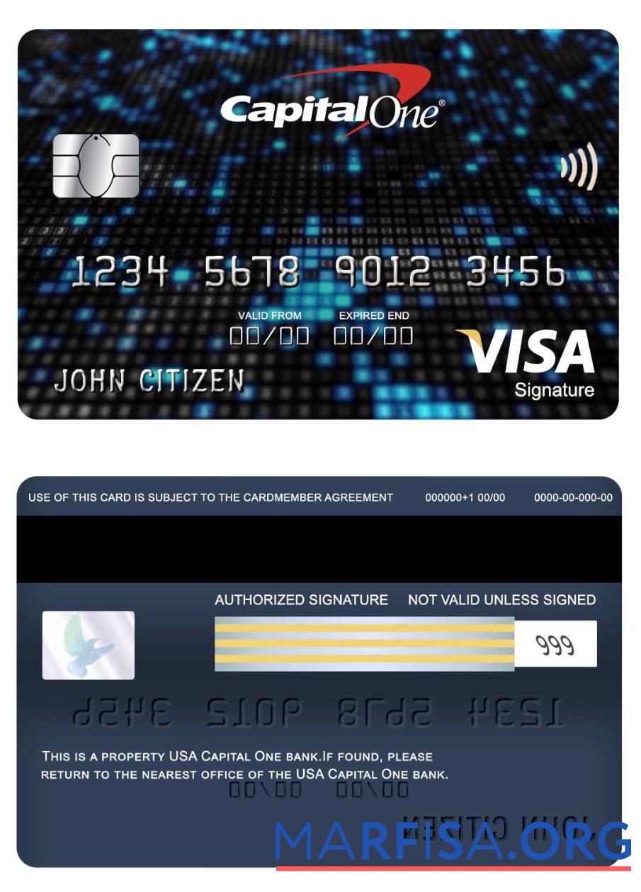 Realistic USA Capital One bank visa signature card example